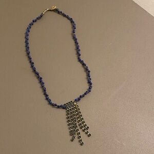 Chan Luu Blue Beaded Waterfall Necklace with Blue Crystals